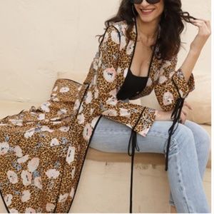 Floral Leopard Open Duster
